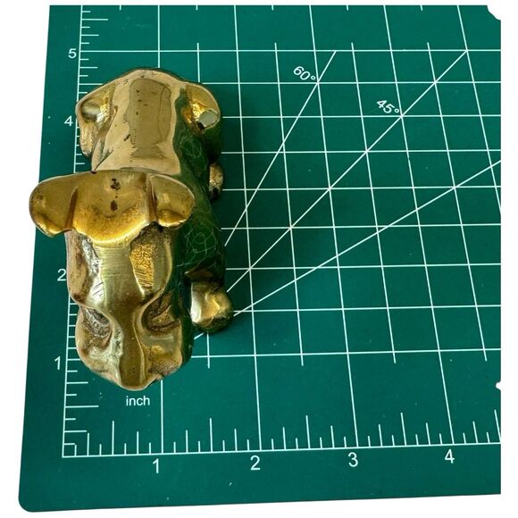 Vtg Brass Dog 3.5in X 4in Statue Figurine 80s Sitting Retro Boxer? MCM Solid - Picture 10 of 14